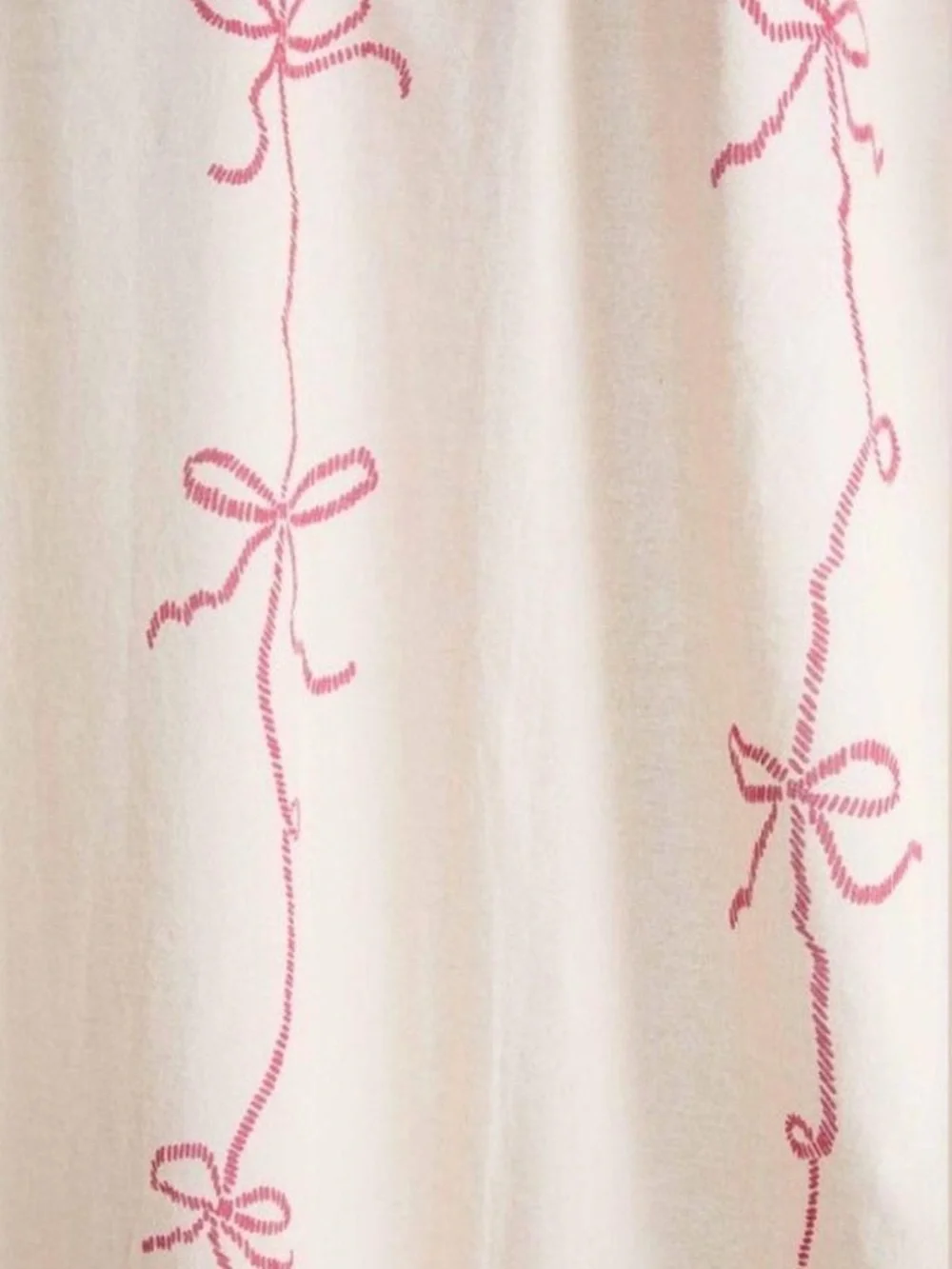 Urban Outfitters Cream Shower Curtain with Pink Bow Trim